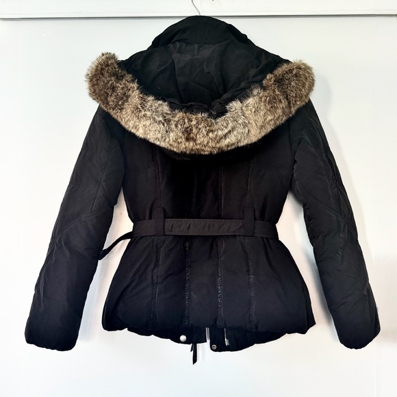 Hugo Boss Orange Belted Puffer Coat with real fur hood - Picture 3 of 16